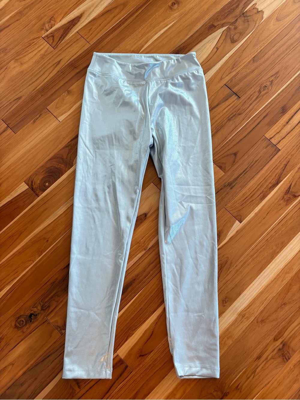 Metallic silver girls leggings